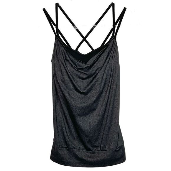 Lucy Heathered Black Feel the Beat 2 in 1 Bra Tank Top Small - Picture 2 of 6